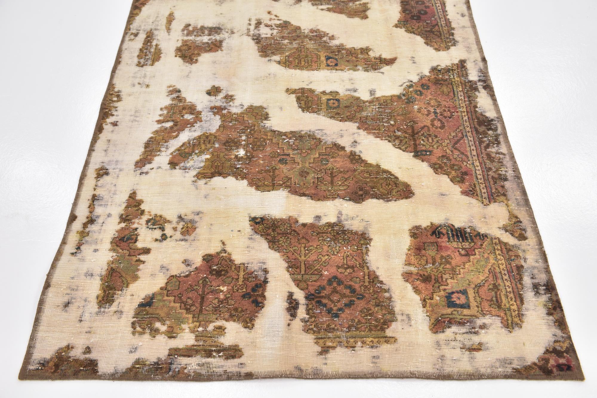 4' x 5' 2 Hand Knotted Ultra Vintage Persian Wool Square Rug