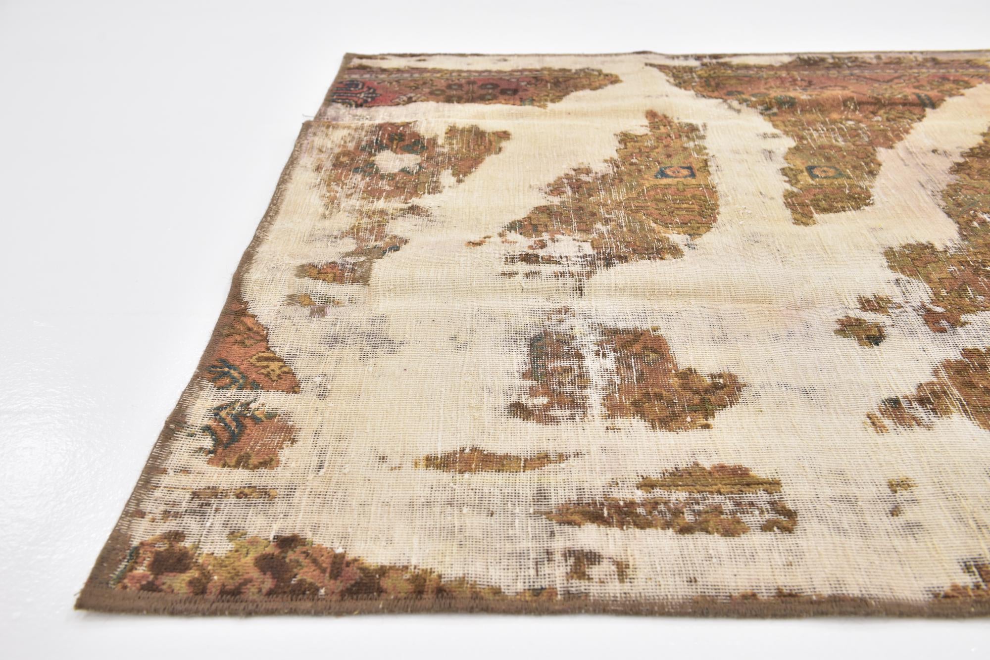 4' x 5' 2 Hand Knotted Ultra Vintage Persian Wool Square Rug