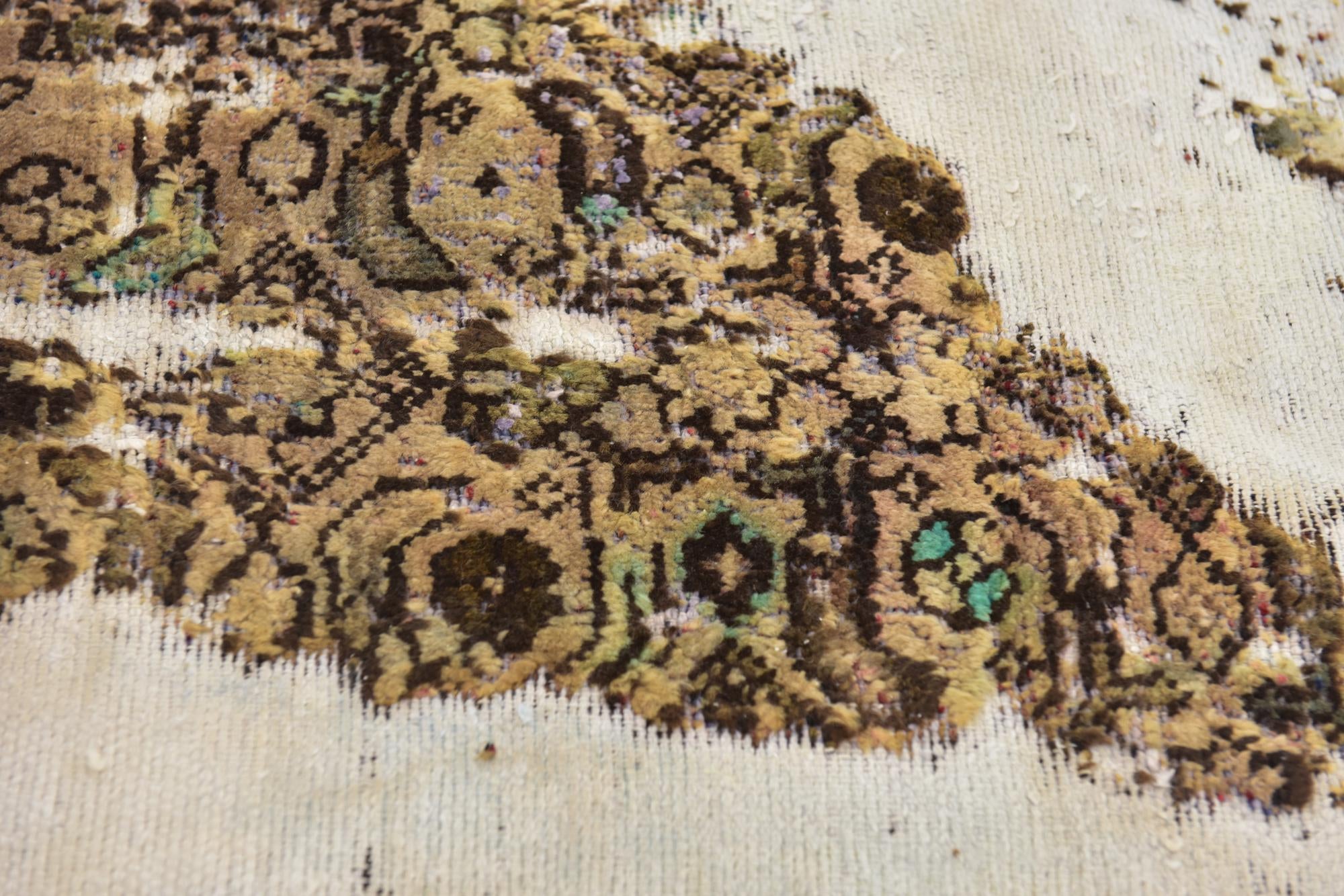 3' 9 x 4' 5 Hand Knotted Ultra Vintage Persian Wool Square Rug