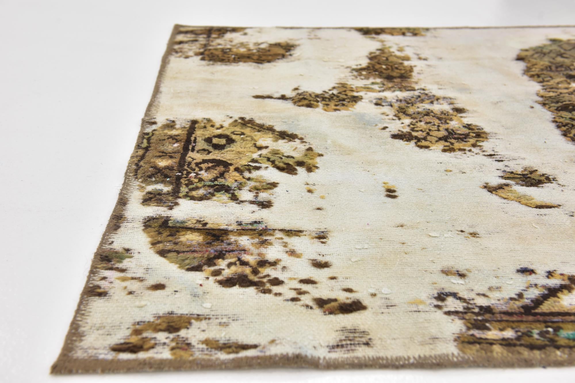 3' 9 x 4' 5 Hand Knotted Ultra Vintage Persian Wool Square Rug