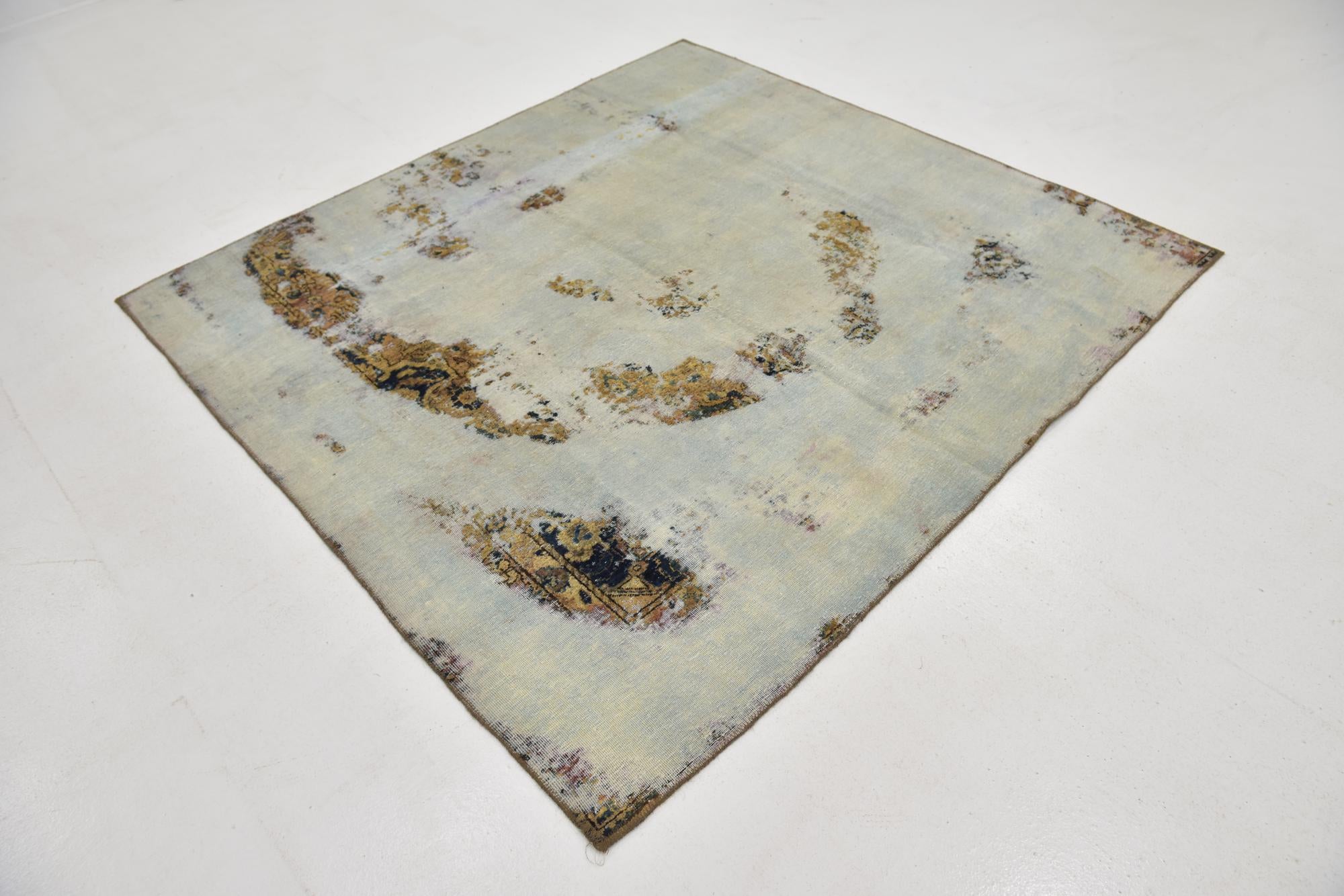 6' x 6' 5 Hand Knotted Ultra Vintage Persian Wool Square Rug