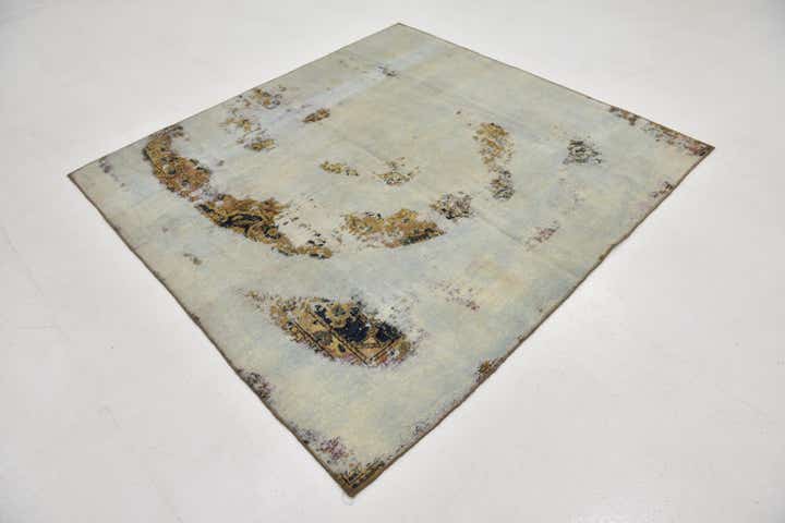 6' x 6' 5 Hand Knotted Ultra Vintage Persian Wool Square Rug