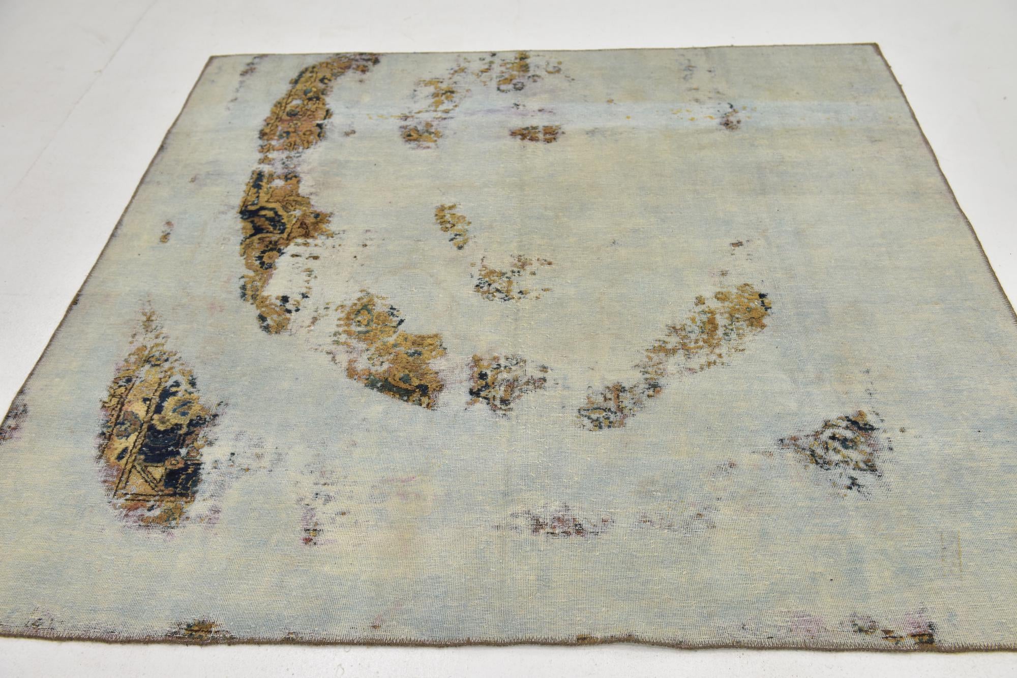 6' x 6' 5 Hand Knotted Ultra Vintage Persian Wool Square Rug