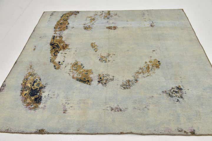 6' x 6' 5 Hand Knotted Ultra Vintage Persian Wool Square Rug
