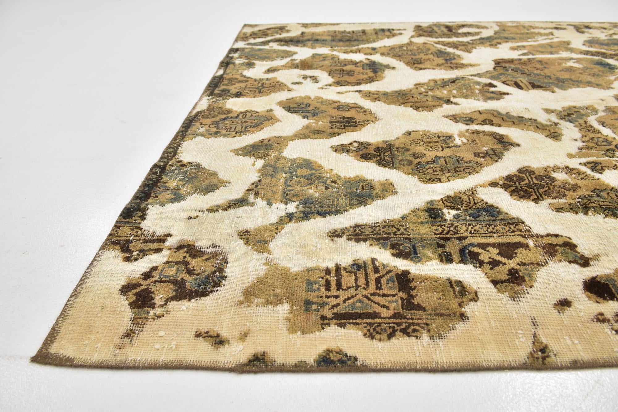 7' x 8' 3 Hand Knotted Ultra Vintage Persian Wool Square Rug