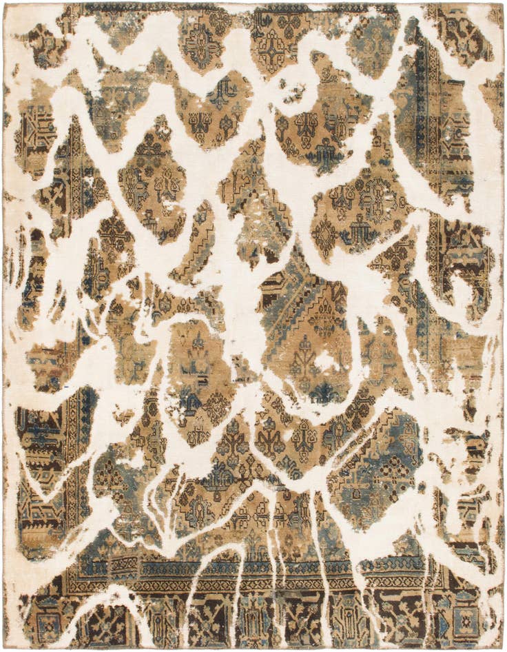 Detail image of 7' x 8' 3 Hand Knotted Ultra Vintage Persian Wool Square Rug