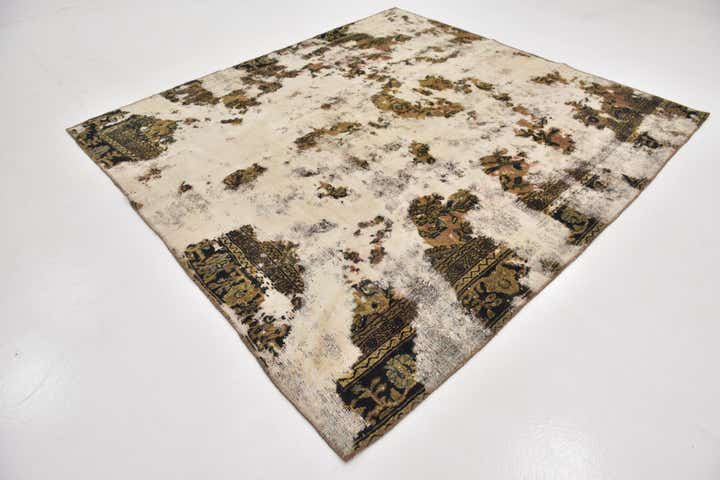 235cm x 255cm Hand Knotted Ultra Vintage Persian Wool Square Rug