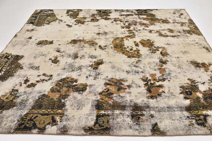 235cm x 255cm Hand Knotted Ultra Vintage Persian Wool Square Rug