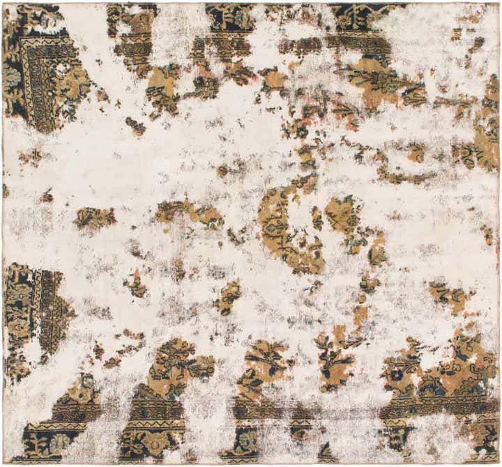 235cm x 255cm Hand Knotted Ultra Vintage Persian Wool Square Rug