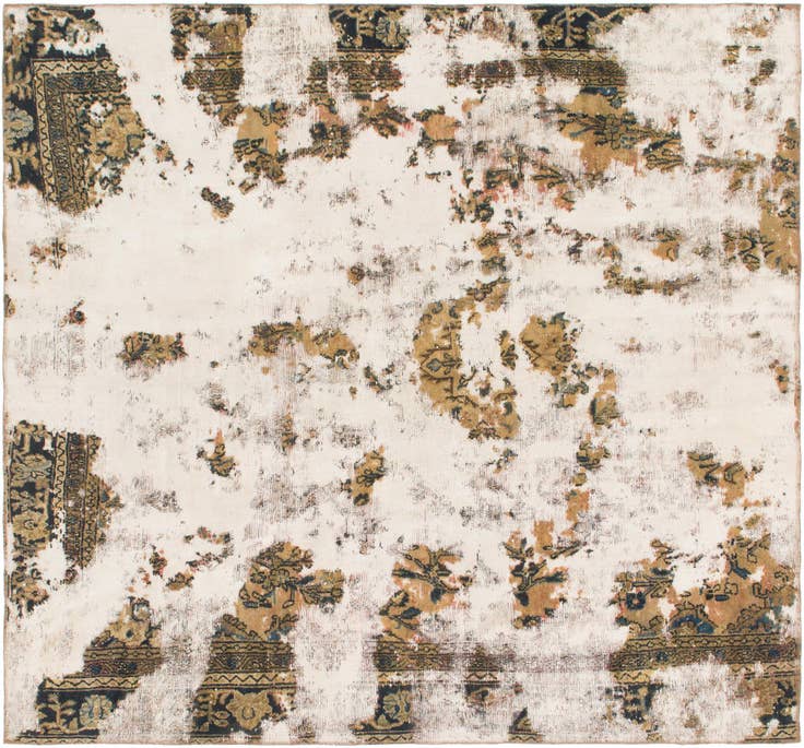 Detail image of 235cm x 255cm Hand Knotted Ultra Vintage Persian Wool Square Rug