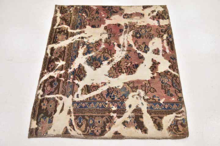 3' 3 x 3' 9 Hand Knotted Ultra Vintage Persian Wool Square Rug