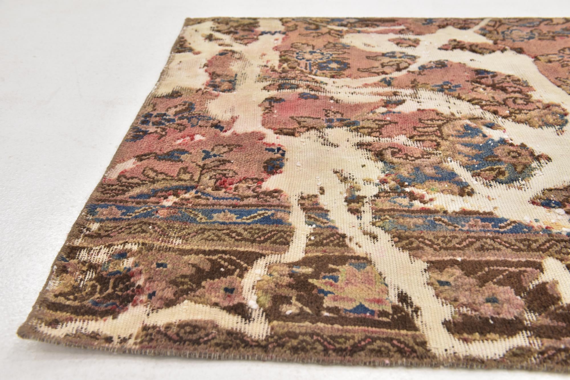 3' 3 x 3' 9 Hand Knotted Ultra Vintage Persian Wool Square Rug