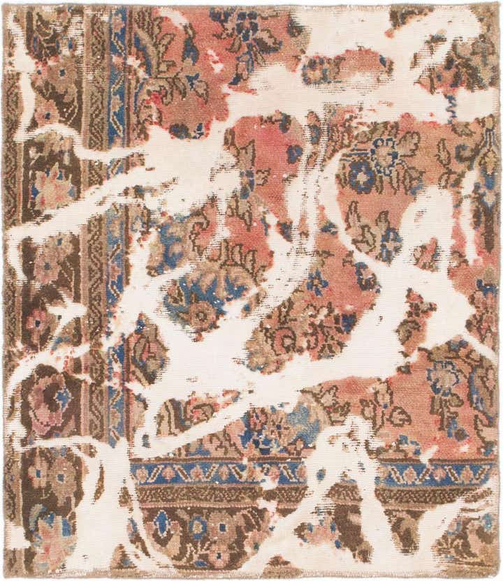 3' 3 x 3' 9 Hand Knotted Ultra Vintage Persian Wool Square Rug