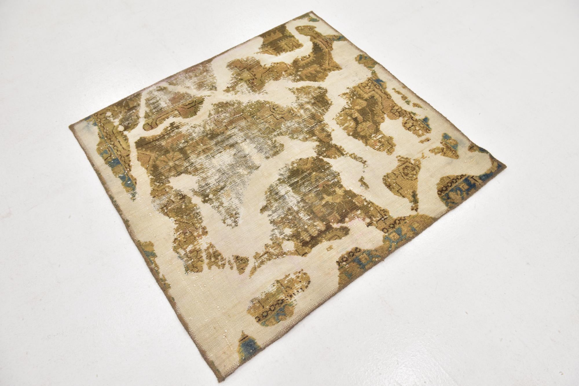 3' 9 x 4' Hand Knotted Ultra Vintage Persian Wool Square Rug