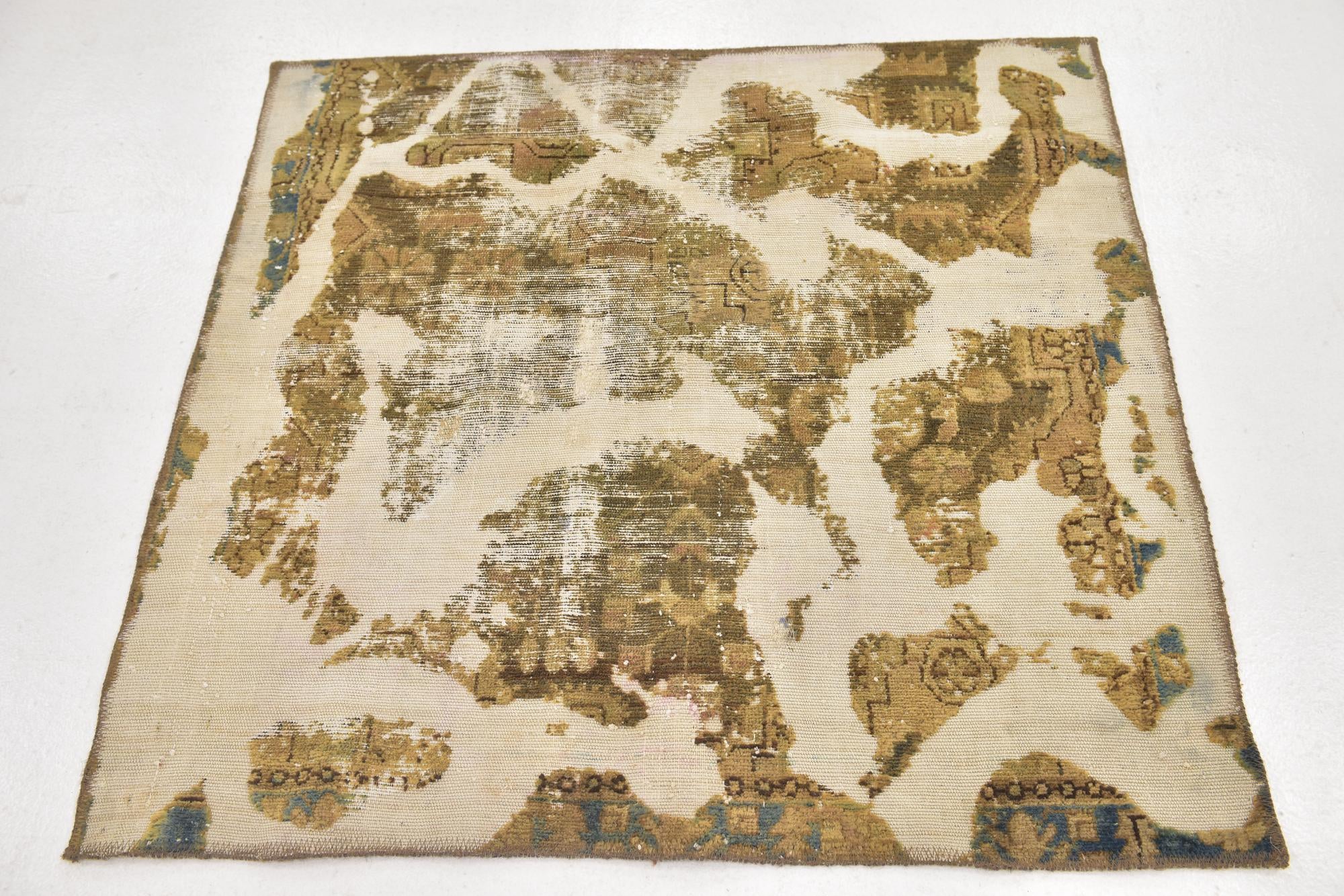 3' 9 x 4' Hand Knotted Ultra Vintage Persian Wool Square Rug