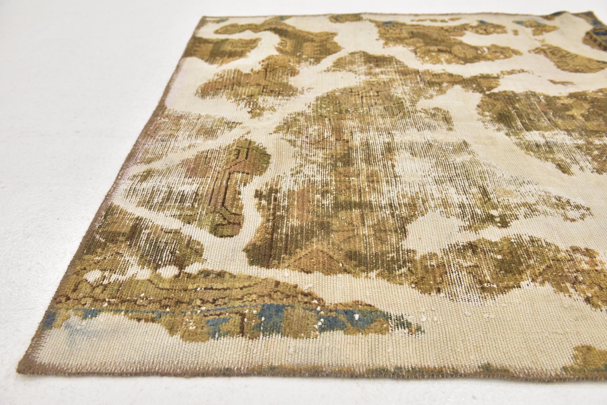 3' 9 x 4' Hand Knotted Ultra Vintage Persian Wool Square Rug