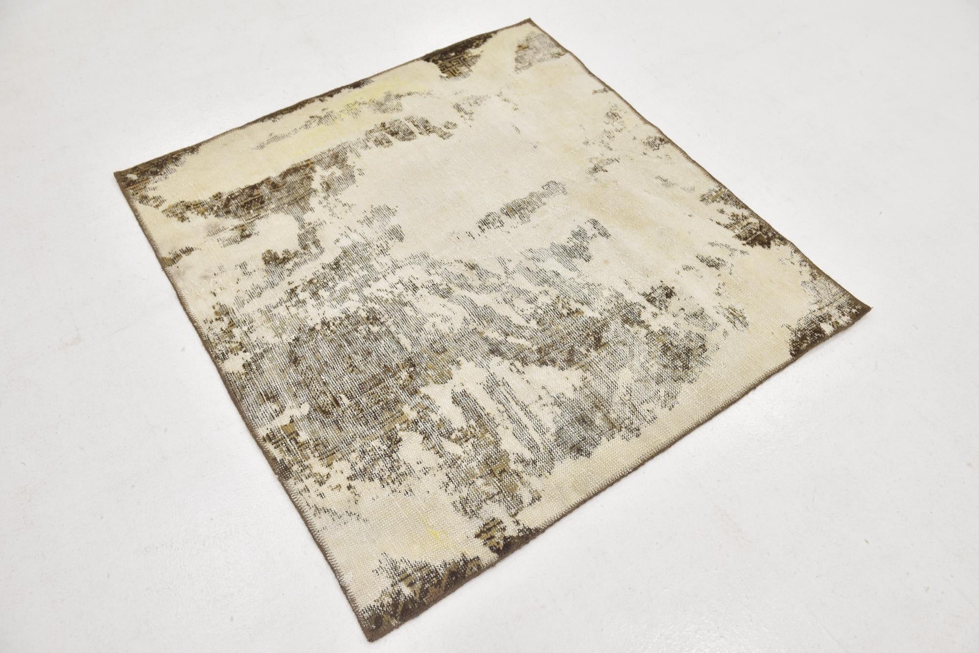 3' 10 x 4' Hand Knotted Ultra Vintage Persian Wool Square Rug