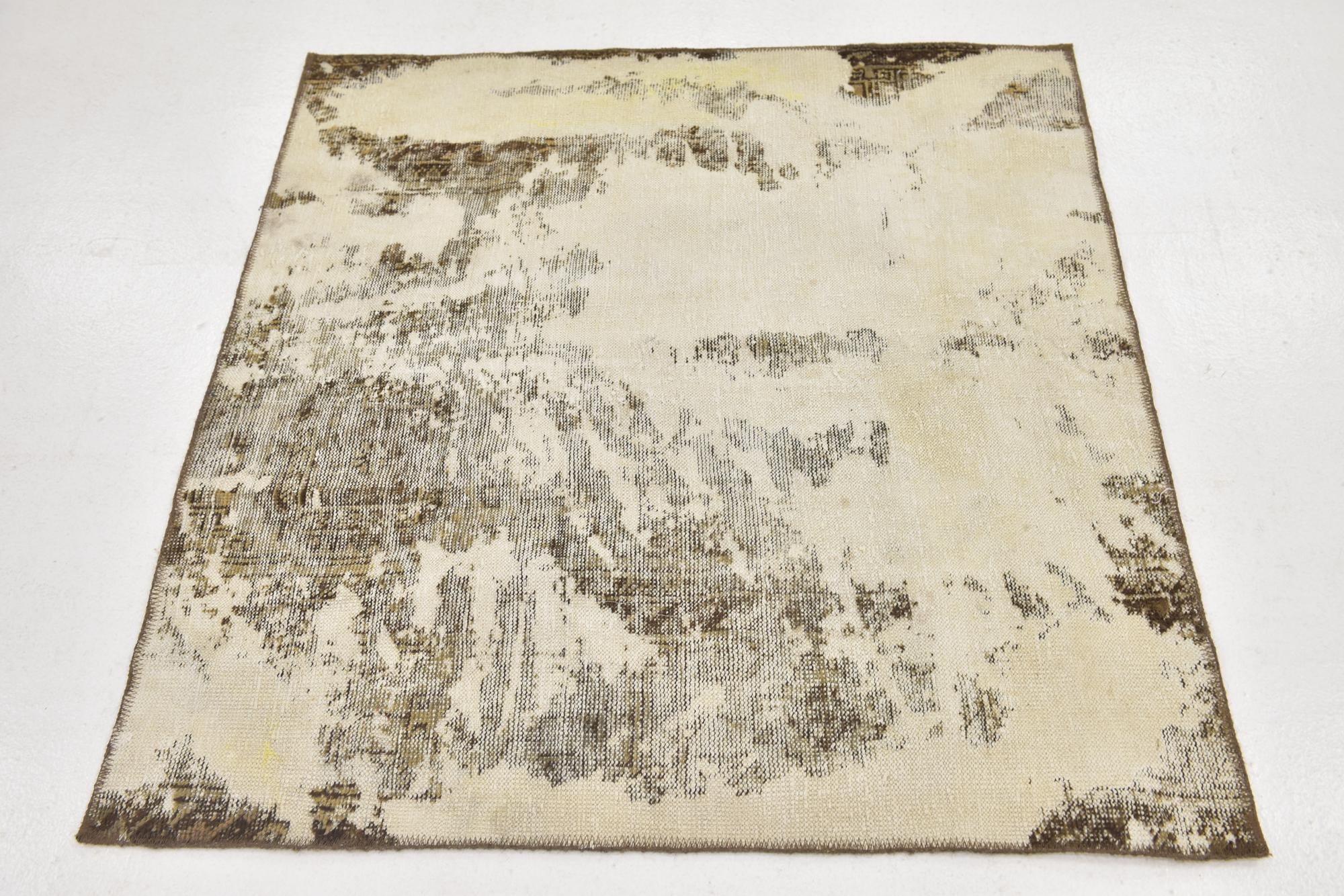 3' 10 x 4' Hand Knotted Ultra Vintage Persian Wool Square Rug