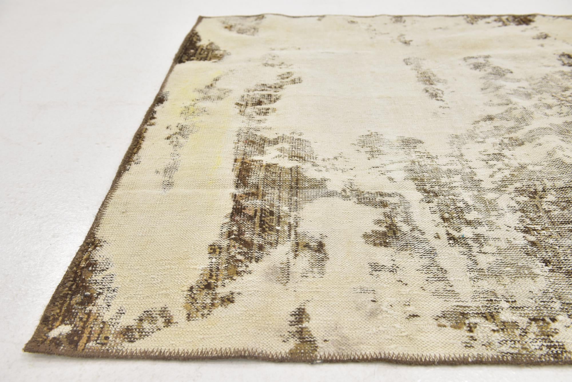 3' 10 x 4' Hand Knotted Ultra Vintage Persian Wool Square Rug