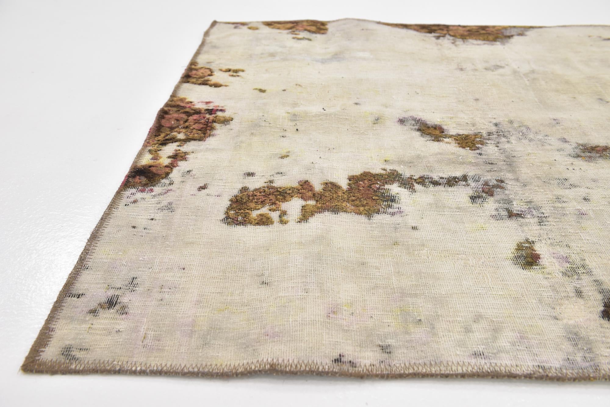 3' 8 x 4' Hand Knotted Ultra Vintage Persian Wool Square Rug