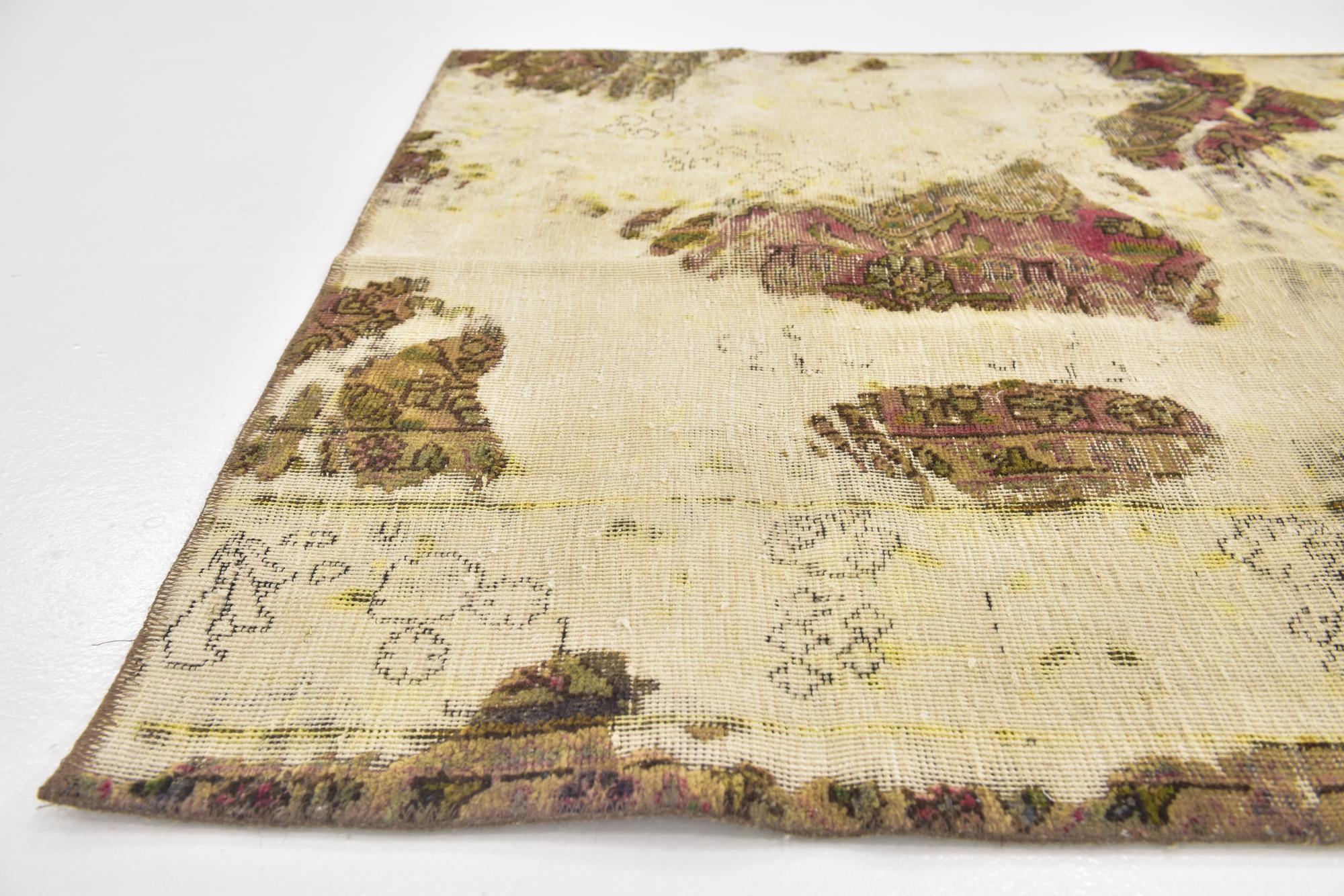 3' 9 x 4' 3 Hand Knotted Ultra Vintage Persian Wool Square Rug