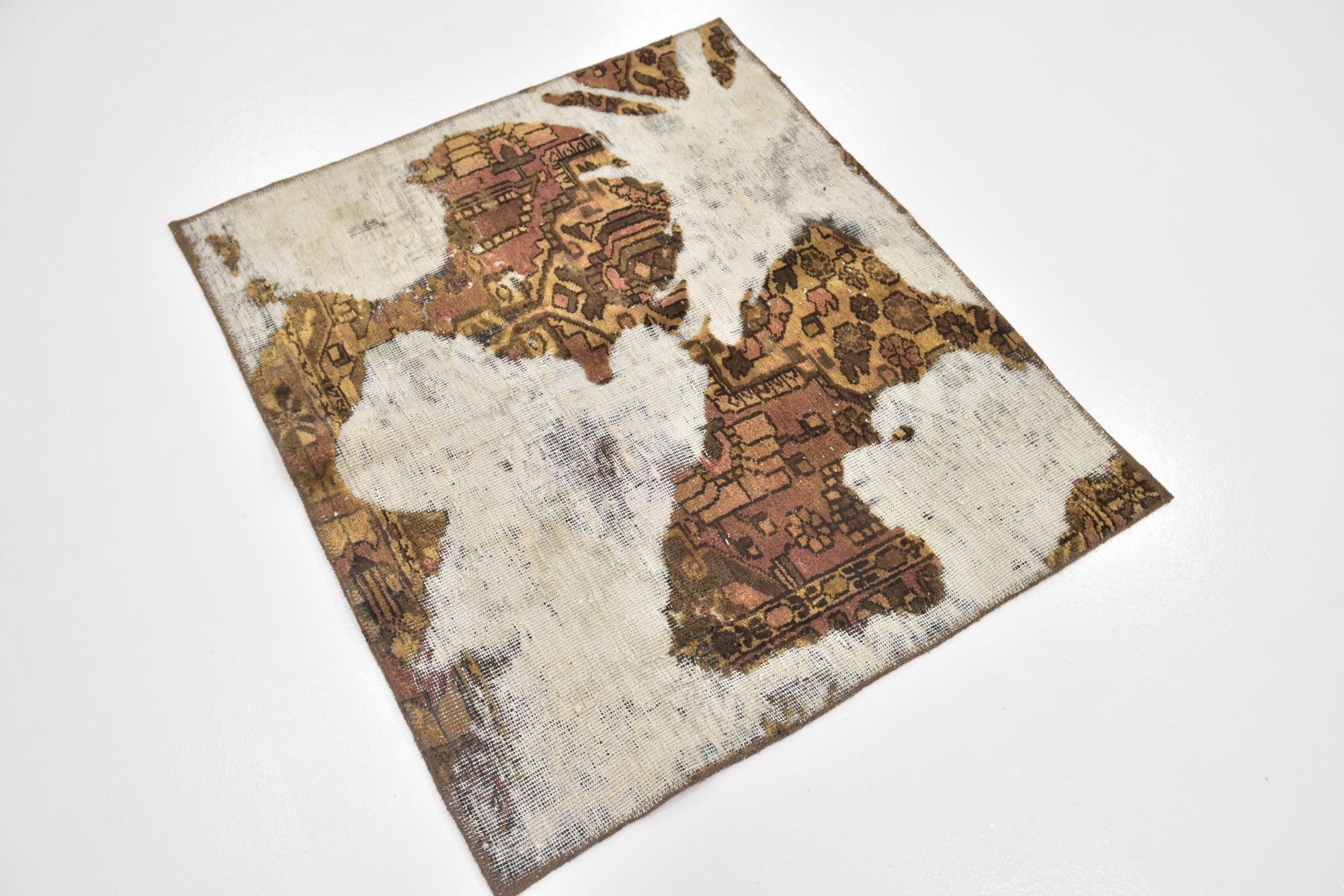 3' x 3' 7 Hand Knotted Ultra Vintage Persian Wool Square Rug