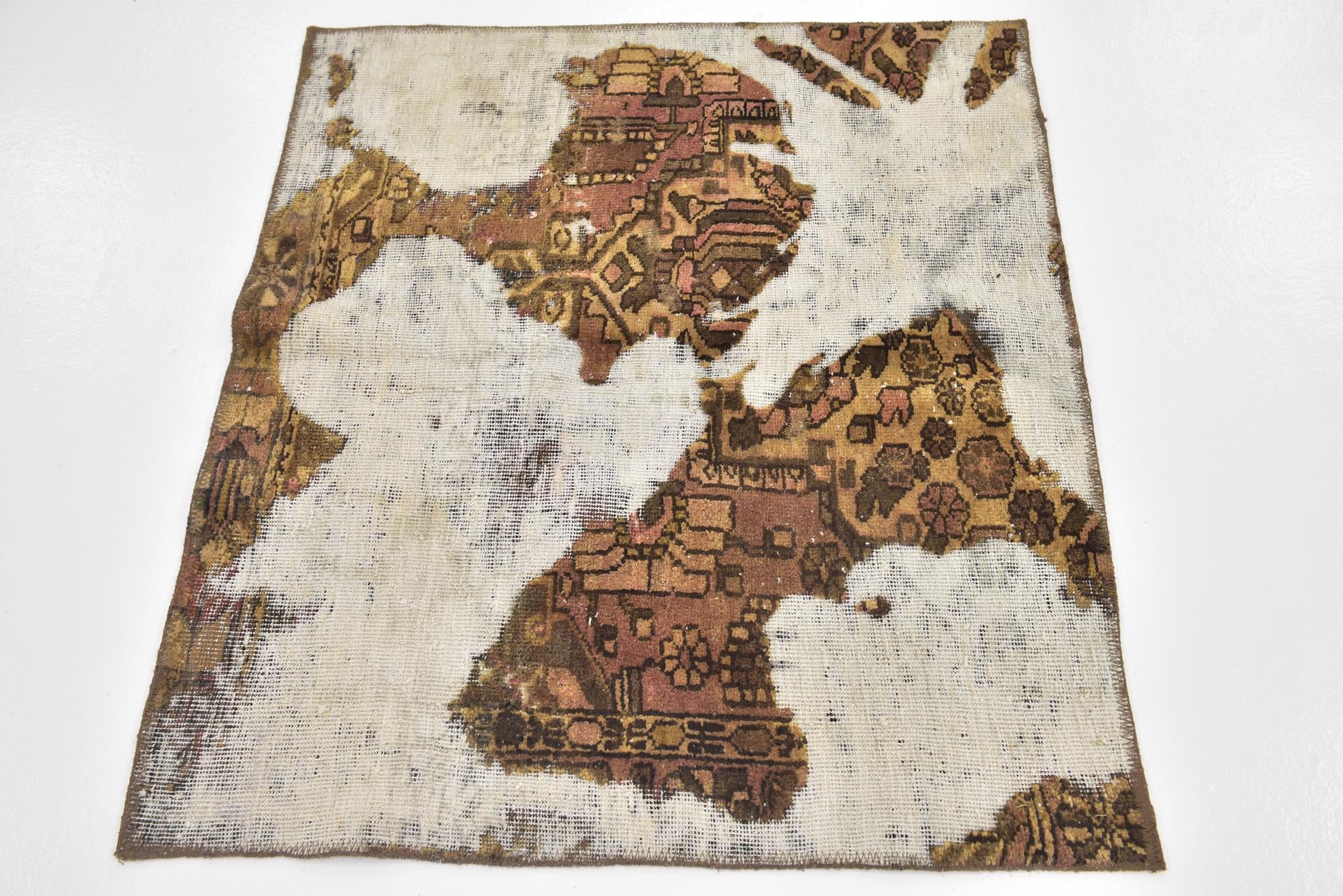 3' x 3' 7 Hand Knotted Ultra Vintage Persian Wool Square Rug