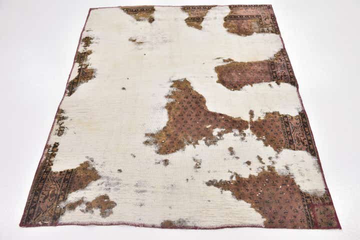 4' 2 x 5' 2 Hand Knotted Ultra Vintage Persian Wool Square Rug