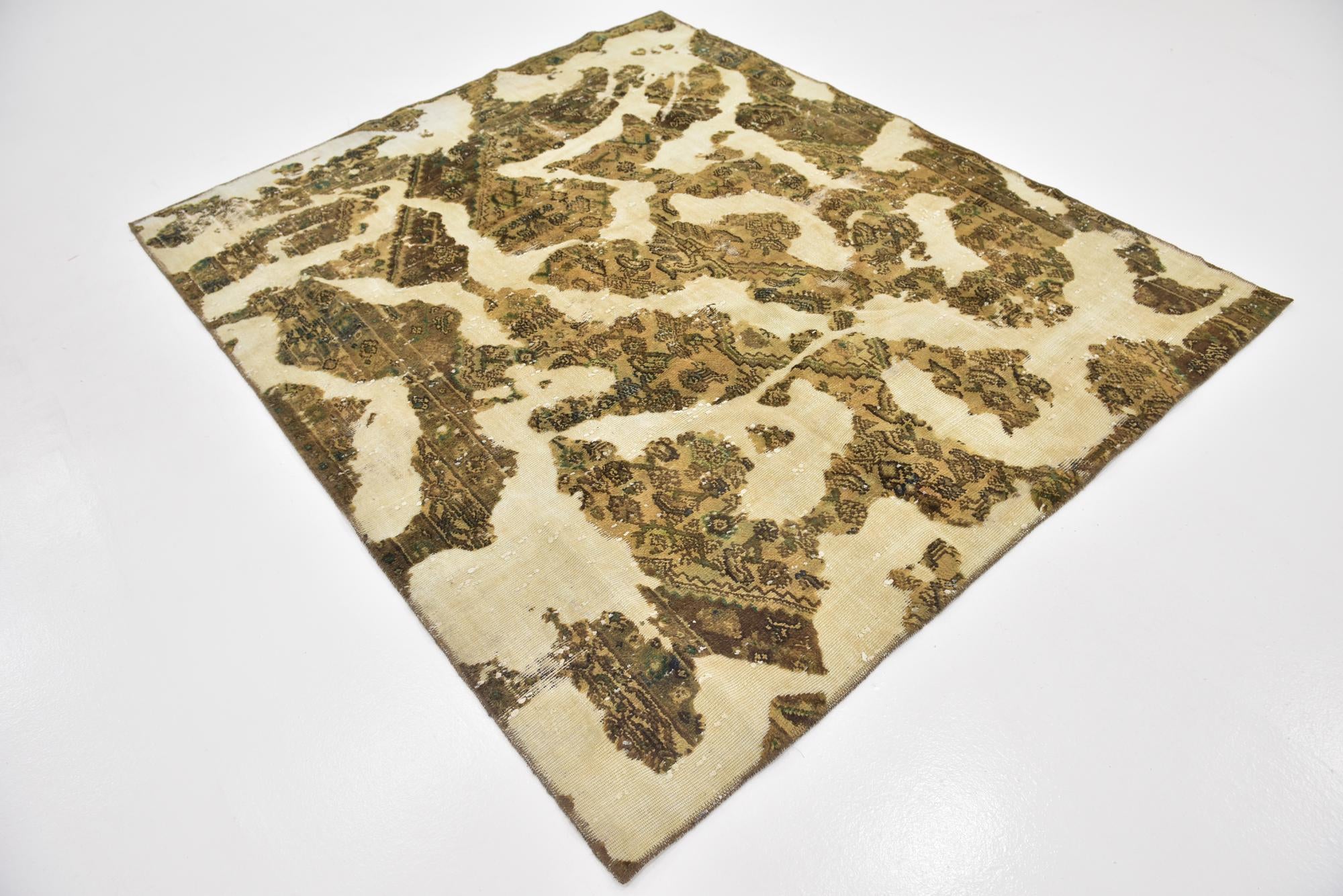 6' x 7' 2 Hand Knotted Ultra Vintage Persian Wool Square Rug