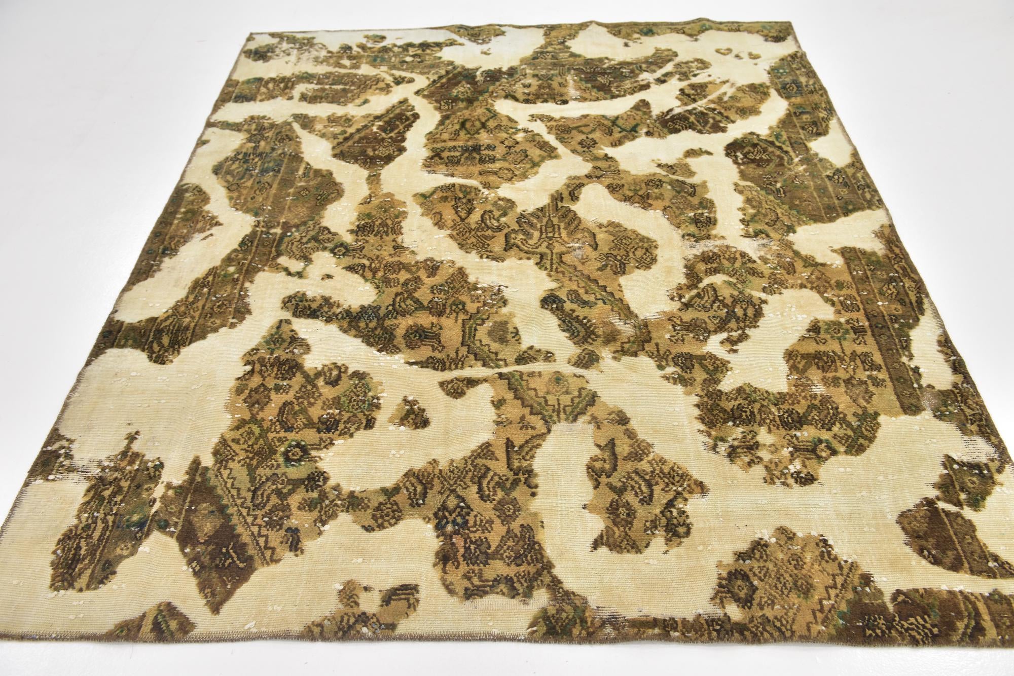 6' x 7' 2 Hand Knotted Ultra Vintage Persian Wool Square Rug