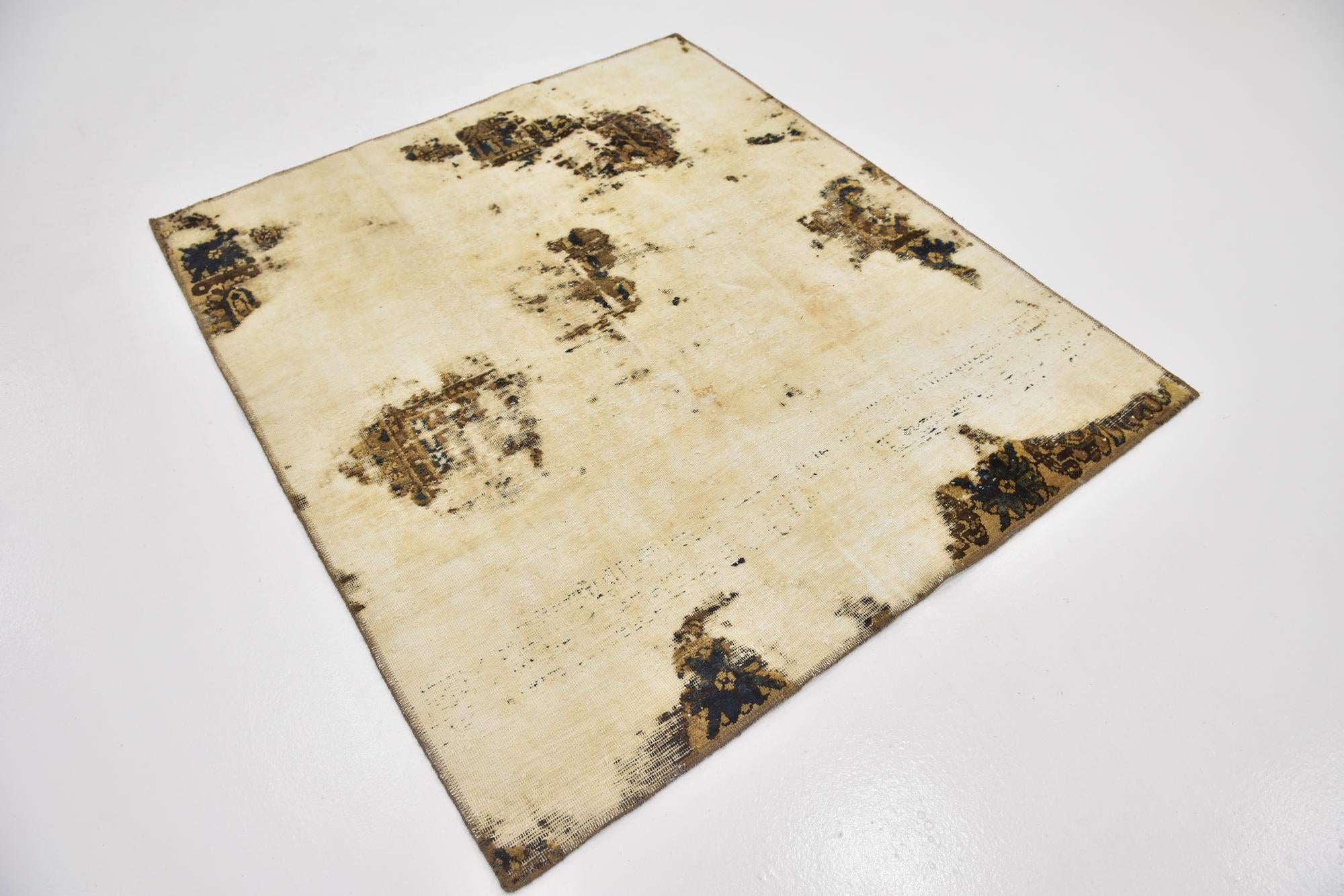 4' 9 x 5' 6 Hand Knotted Ultra Vintage Persian Wool Square Rug