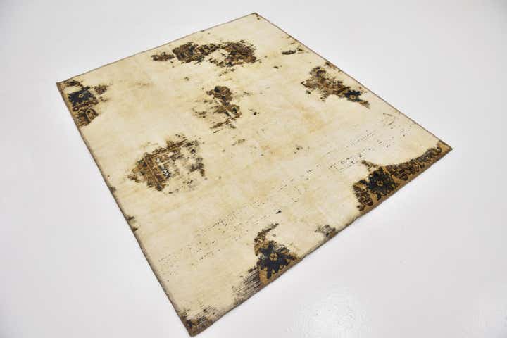 4' 9 x 5' 6 Hand Knotted Ultra Vintage Persian Wool Square Rug