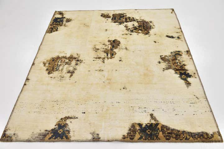 4' 9 x 5' 6 Hand Knotted Ultra Vintage Persian Wool Square Rug