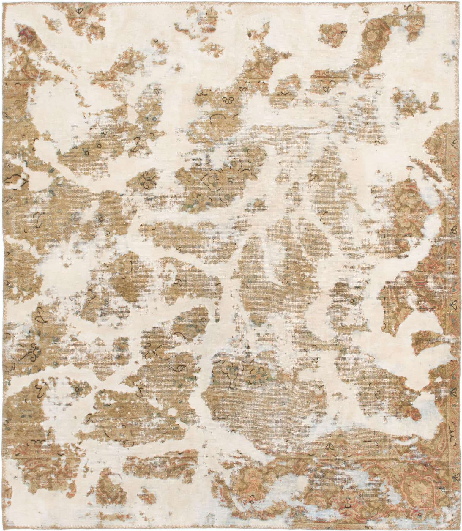 6' x 6' 9 Hand Knotted Ultra Vintage Persian Wool Square Rug