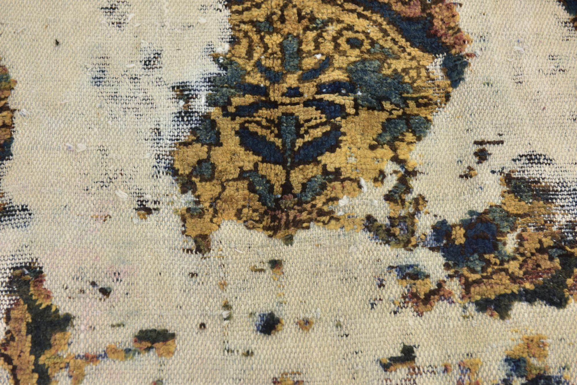 4' 9 x 4' 10 Hand Knotted Ultra Vintage Persian Wool Square Rug