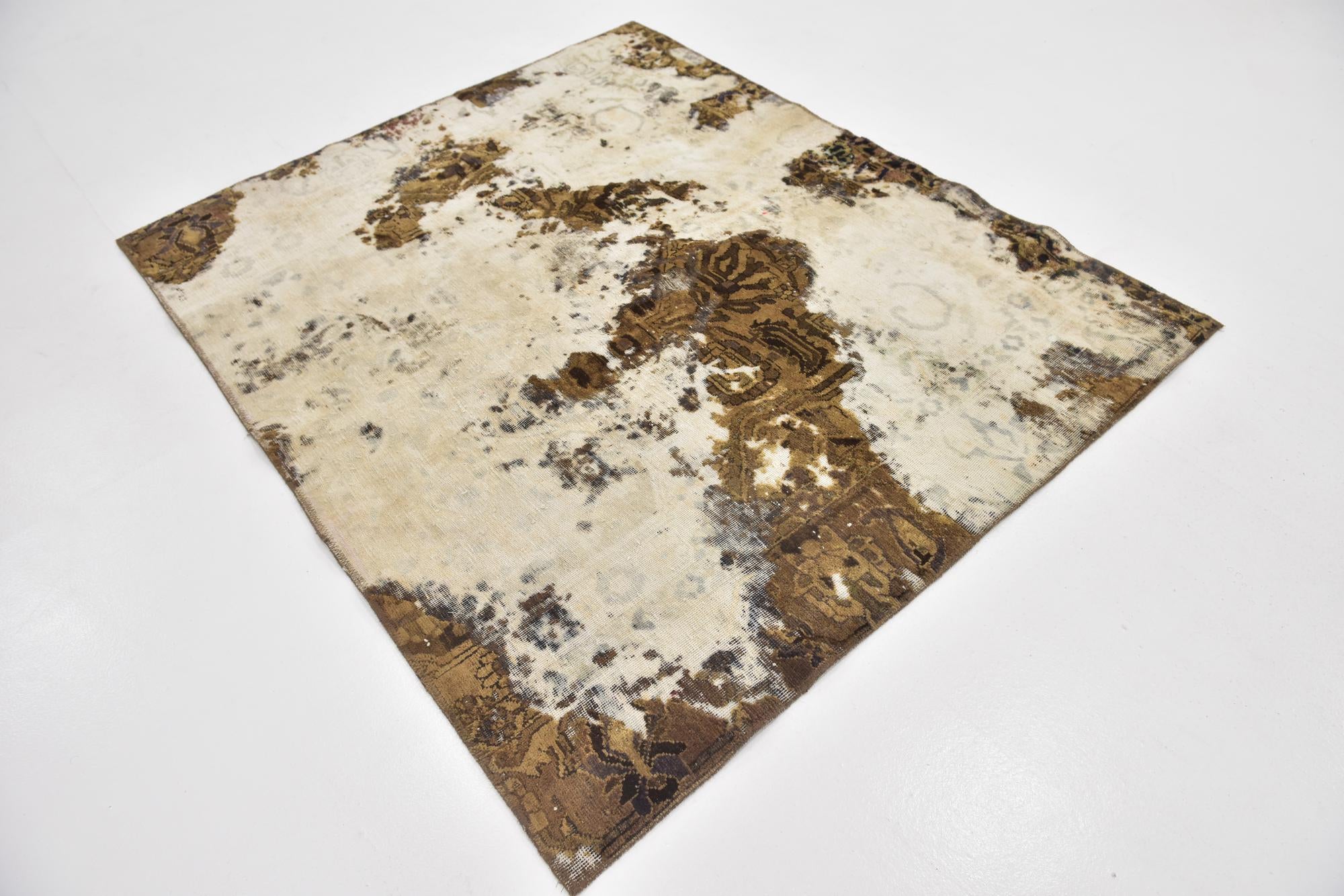 5' 4 x 6' 5 Hand Knotted Ultra Vintage Persian Wool Square Rug