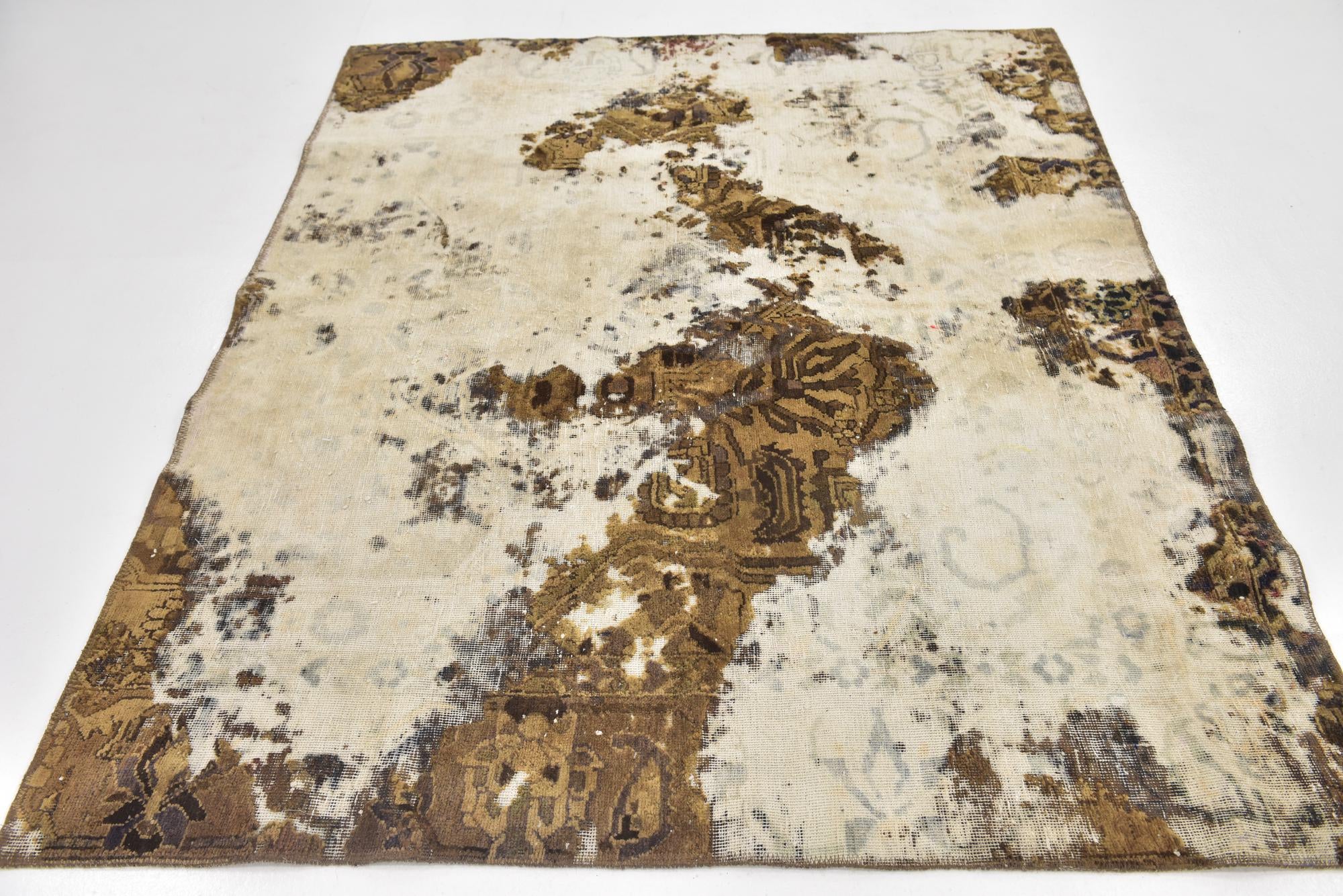 5' 4 x 6' 5 Hand Knotted Ultra Vintage Persian Wool Square Rug