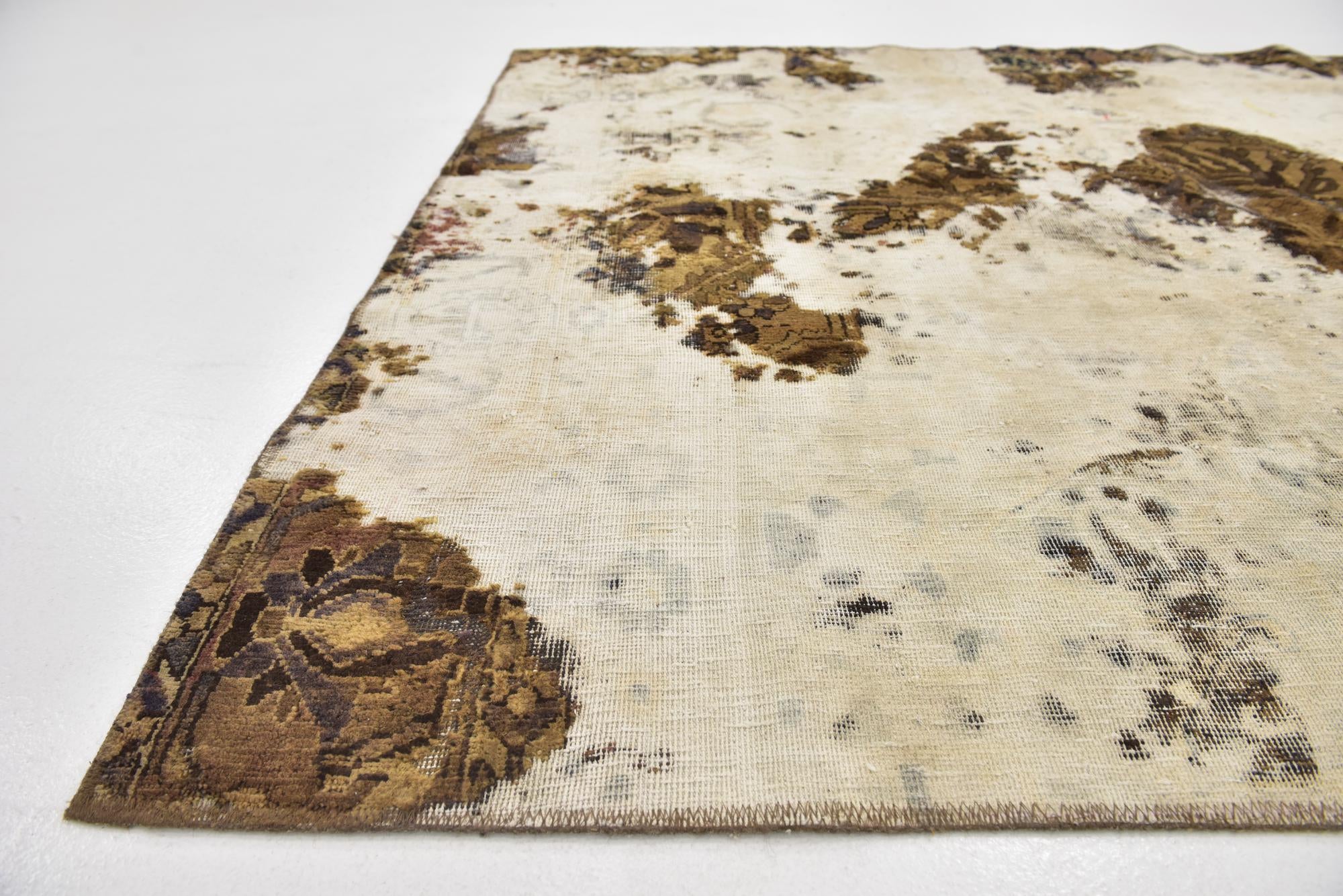 5' 4 x 6' 5 Hand Knotted Ultra Vintage Persian Wool Square Rug