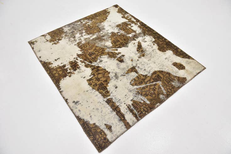 Detail image of 4' 4 x 5' Hand Knotted Ultra Vintage Persian Wool Square Rug