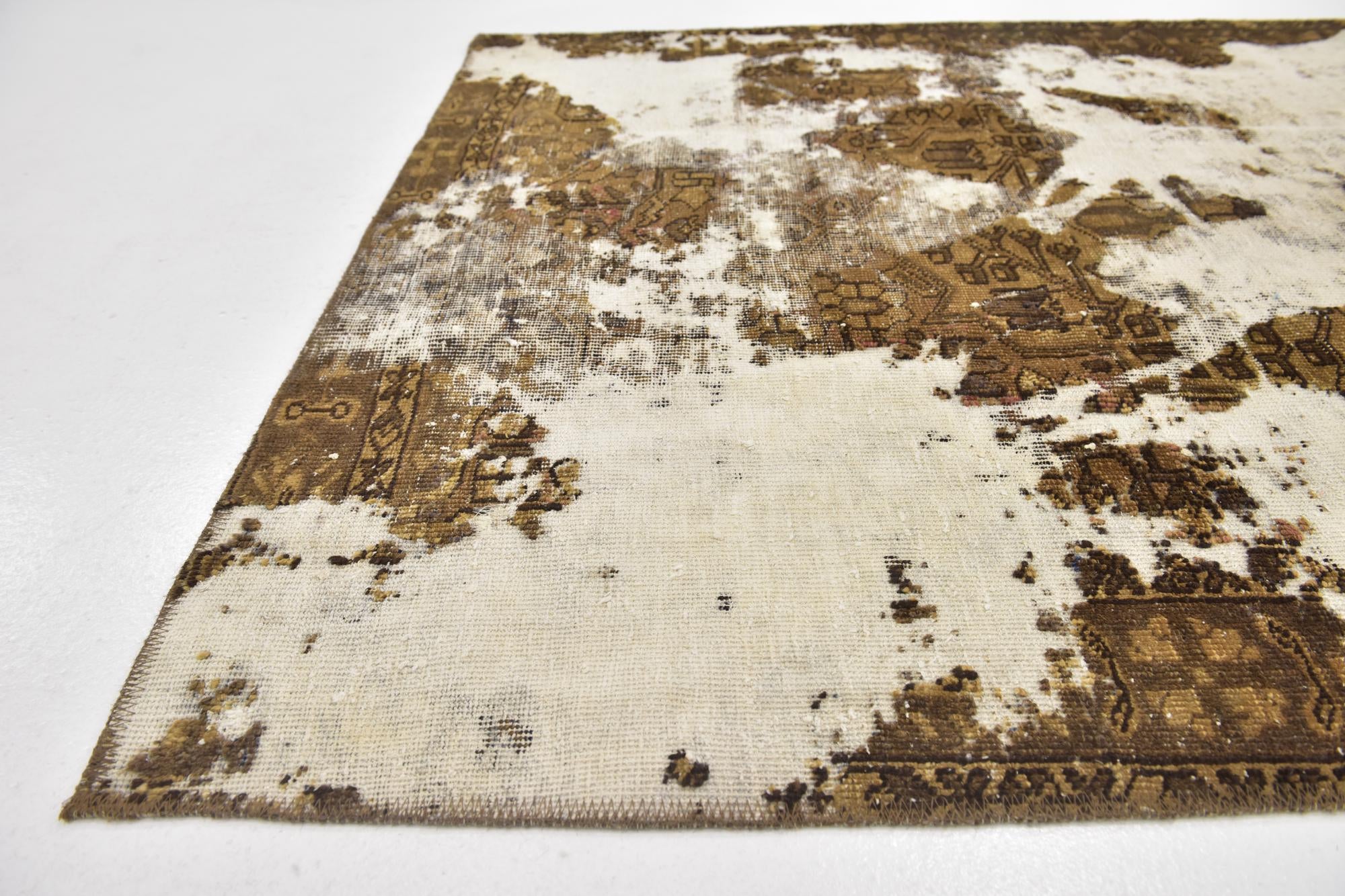 4' 4 x 5' Hand Knotted Ultra Vintage Persian Wool Square Rug
