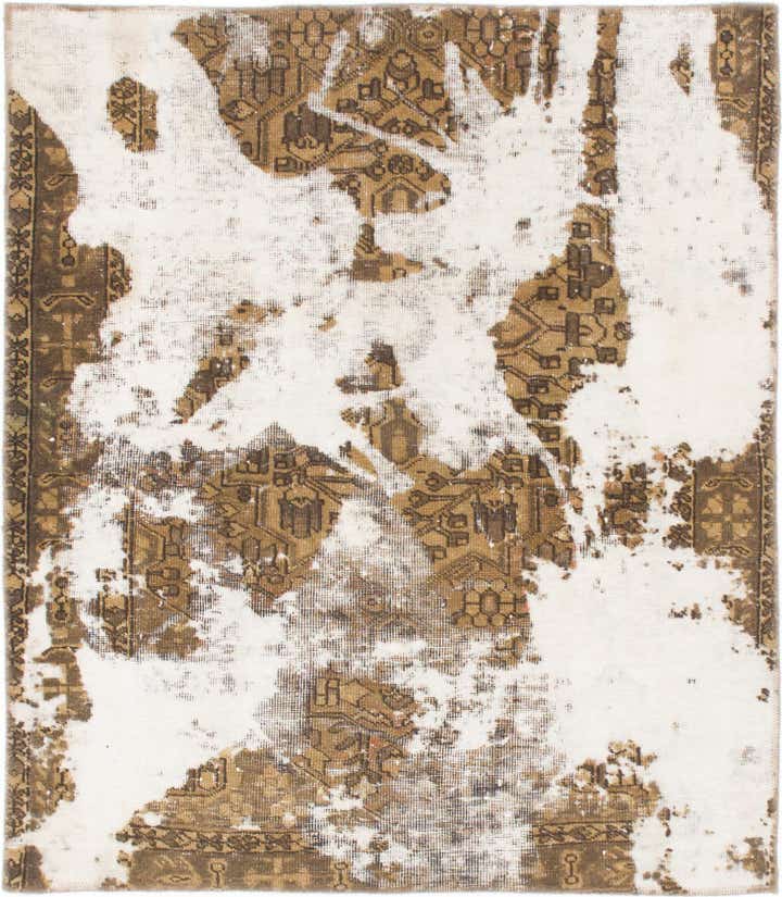 4' 4 x 5' Hand Knotted Ultra Vintage Persian Wool Square Rug