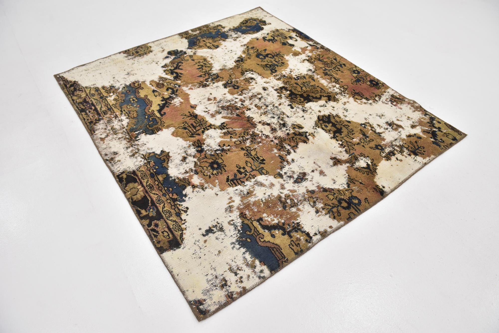 5' 5 x 6' 2 Hand Knotted Ultra Vintage Persian Wool Square Rug