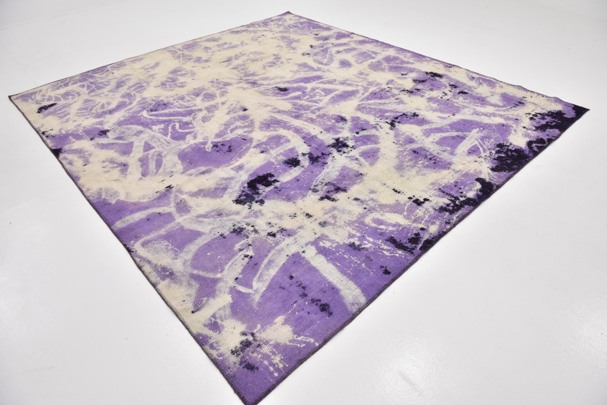 9' x 10' Hand Knotted Ultra Vintage Persian Wool Square Rug