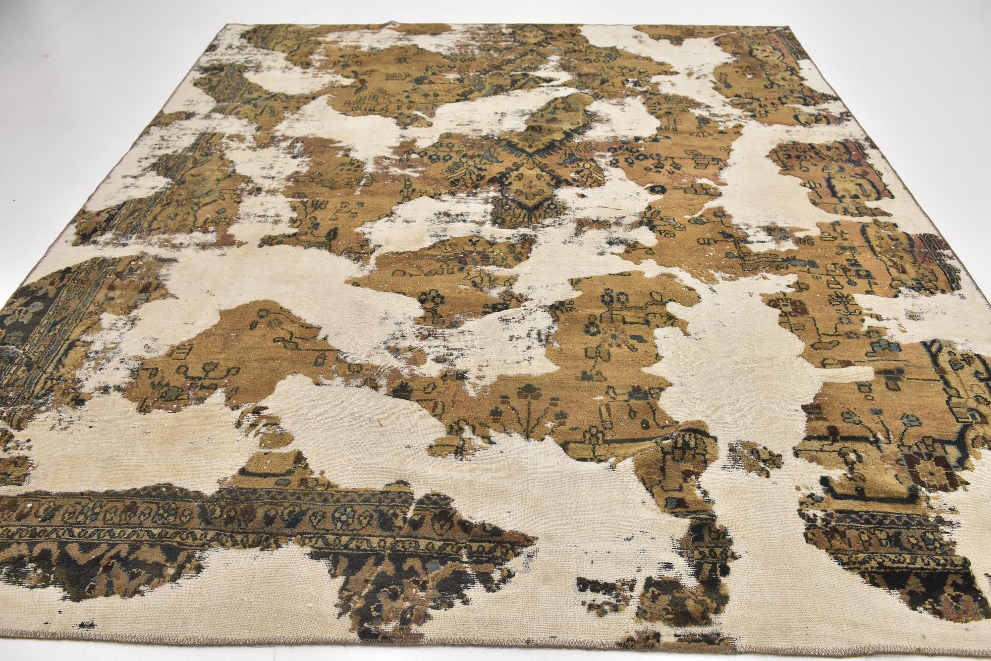 8' 10 x 9' 10 Hand Knotted Ultra Vintage Persian Wool Square Rug