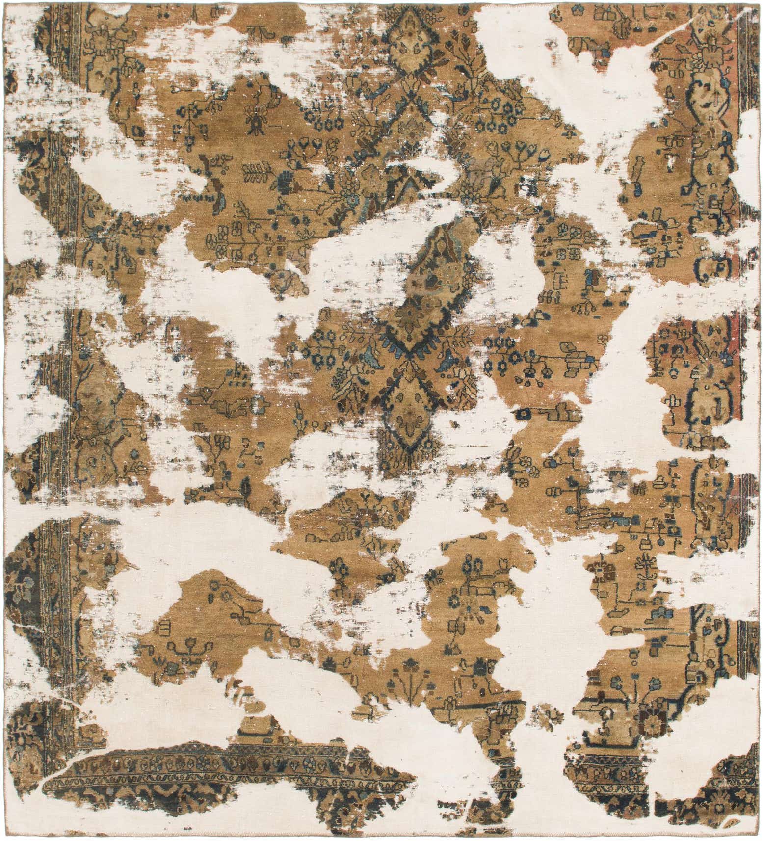 8' 10 x 9' 10 Hand Knotted Ultra Vintage Persian Wool Square Rug