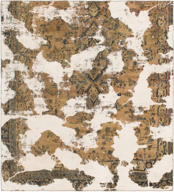 8' 10 x 9' 10 Hand Knotted Ultra Vintage Persian Wool Square Rug