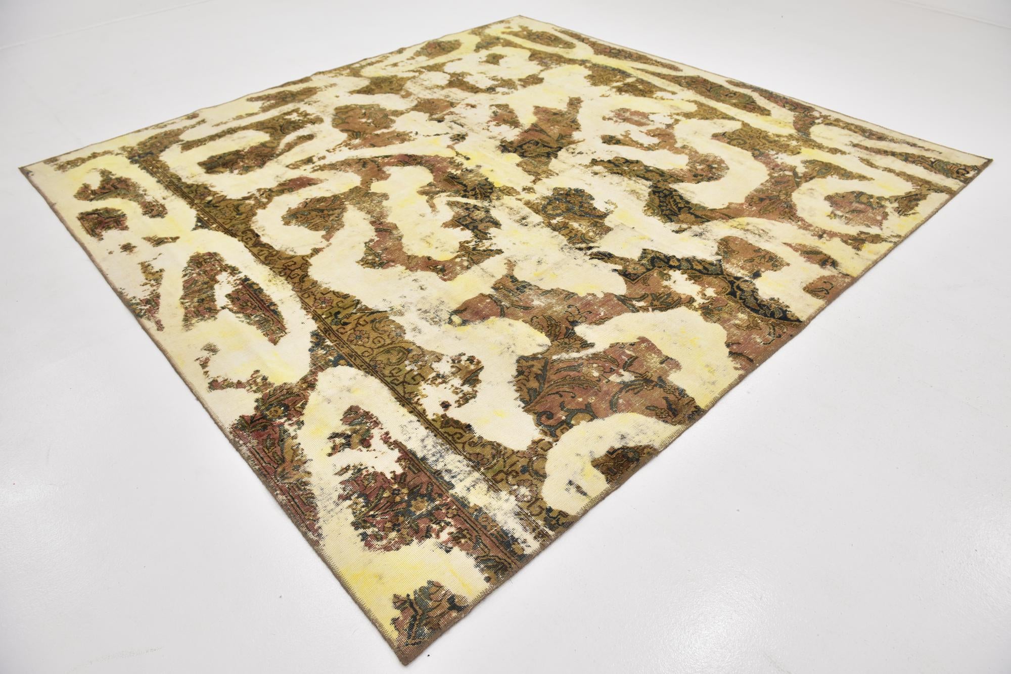 9' 5 x 9' 10 Hand Knotted Ultra Vintage Persian Wool Square Rug
