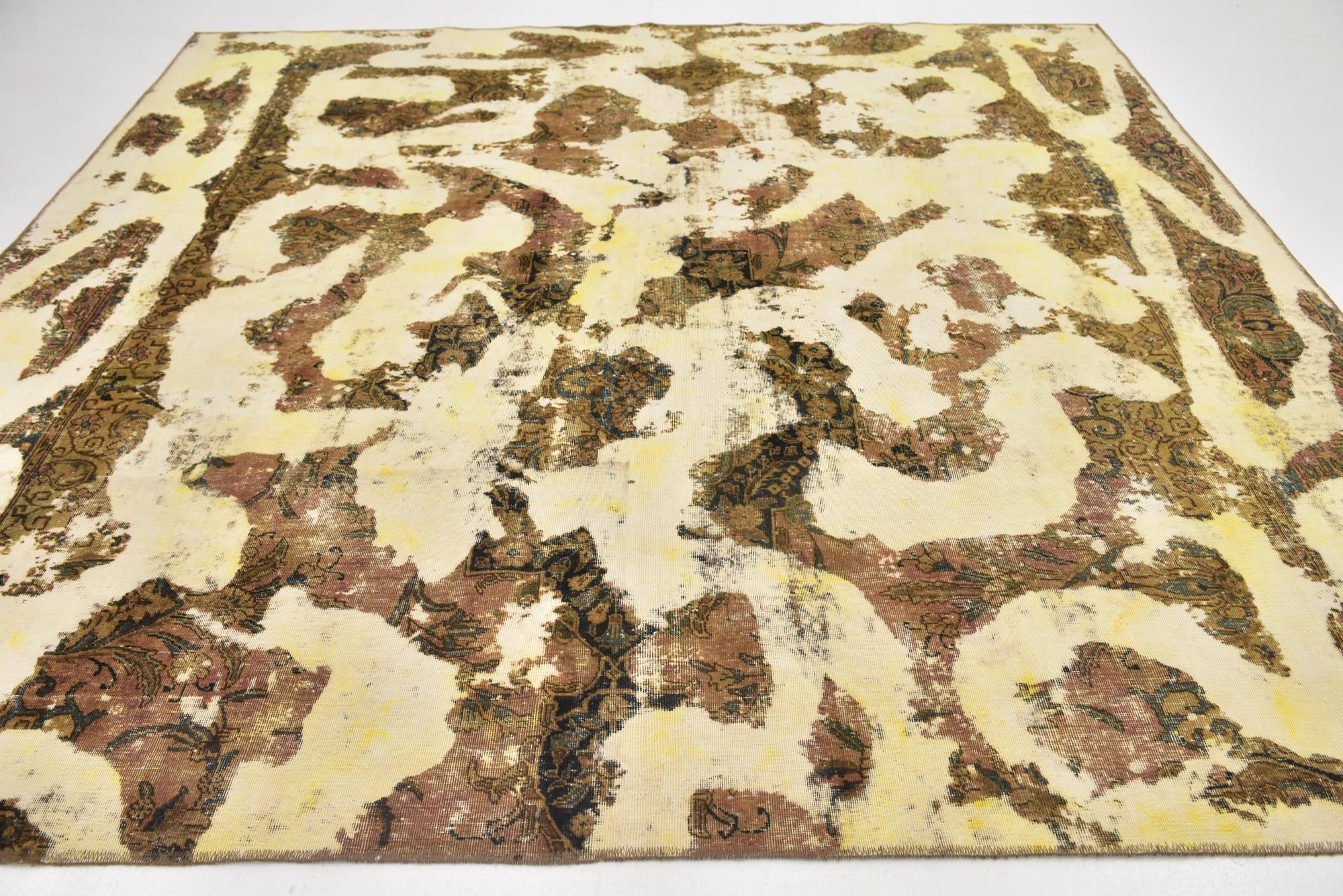 9' 5 x 9' 10 Hand Knotted Ultra Vintage Persian Wool Square Rug