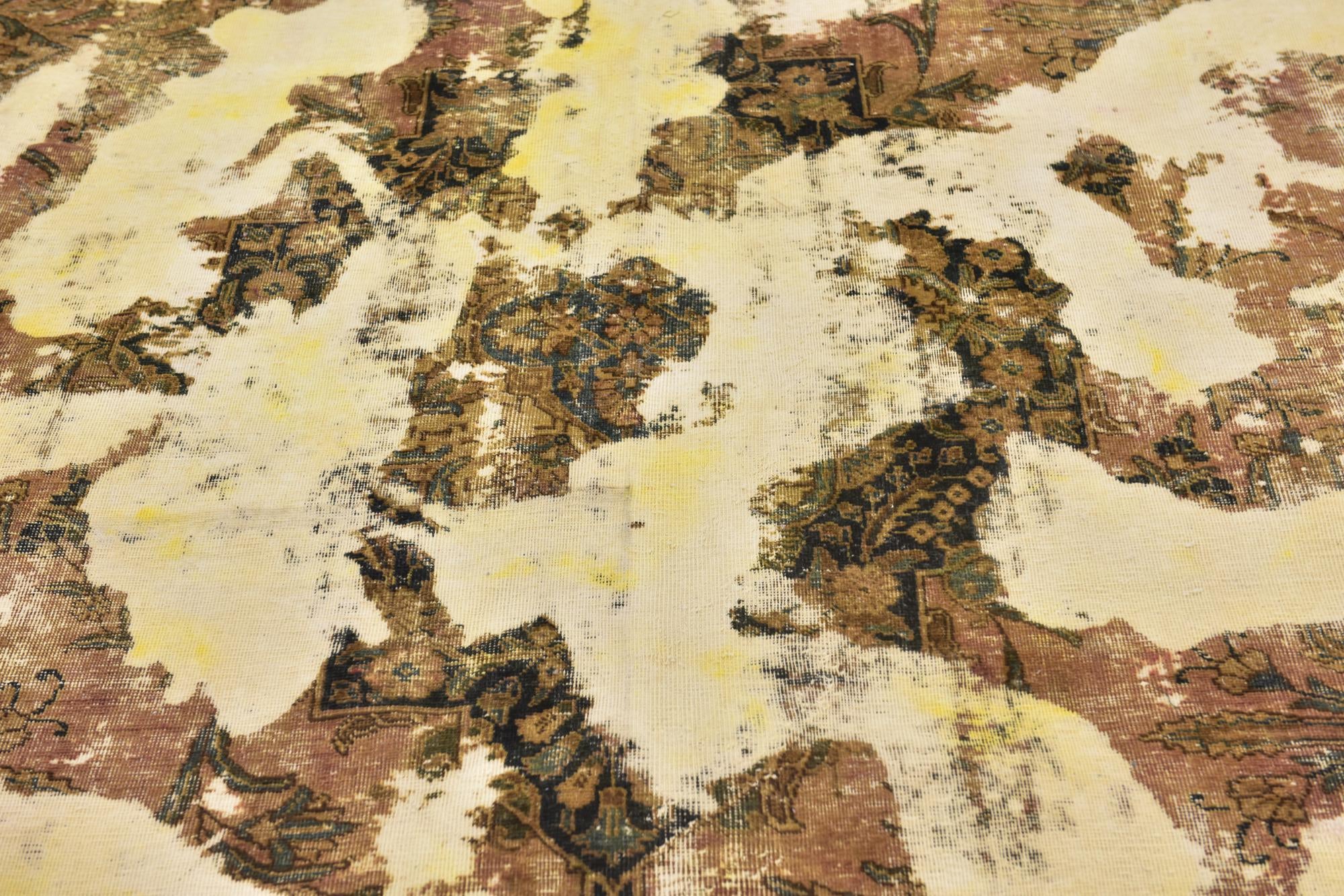 9' 5 x 9' 10 Hand Knotted Ultra Vintage Persian Wool Square Rug