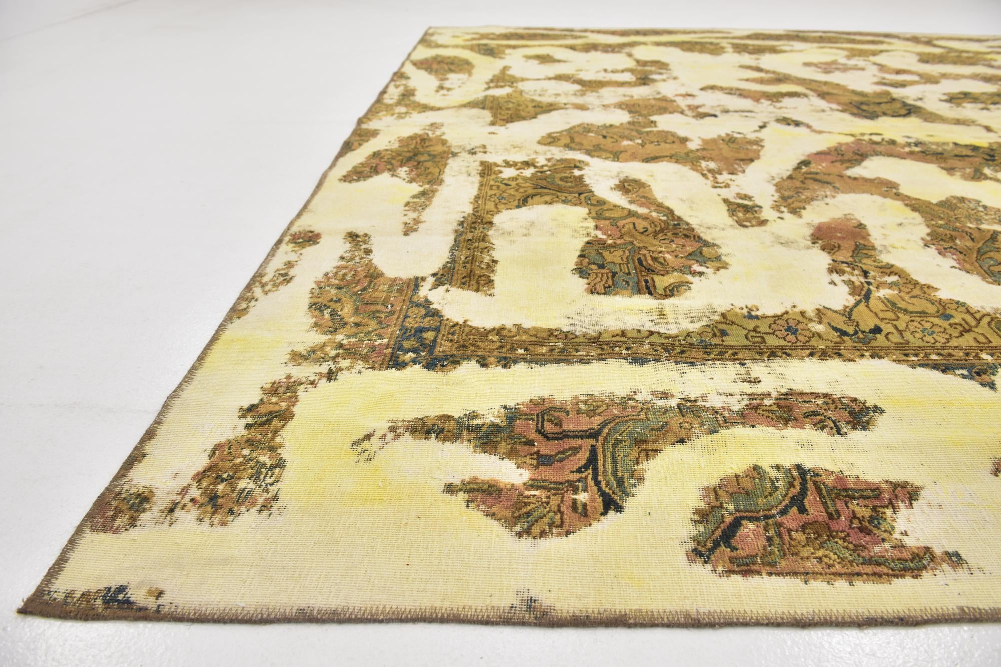 9' 5 x 9' 10 Hand Knotted Ultra Vintage Persian Wool Square Rug